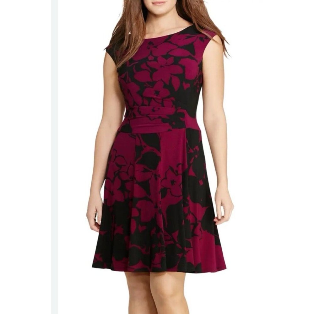 Ralph Lauren Dress 8 A Line Navy Plum Career Church Sleeveless Washable